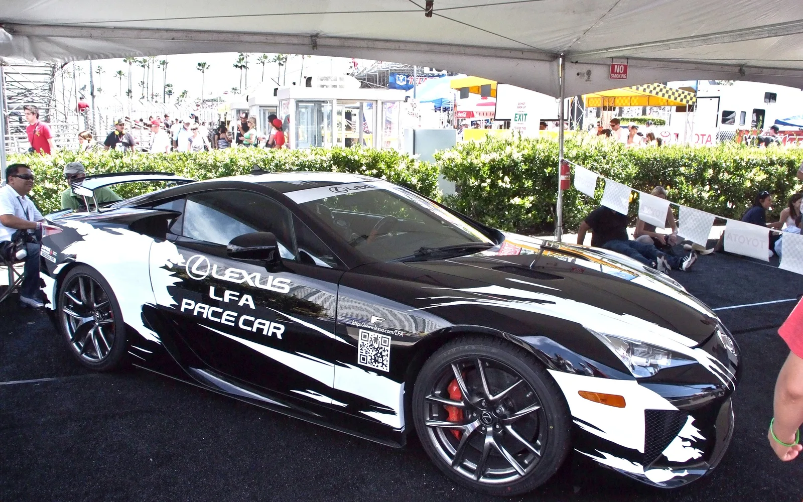 A black Lexus LFA pace car on the Long Beach street circuit during the Grand Prix